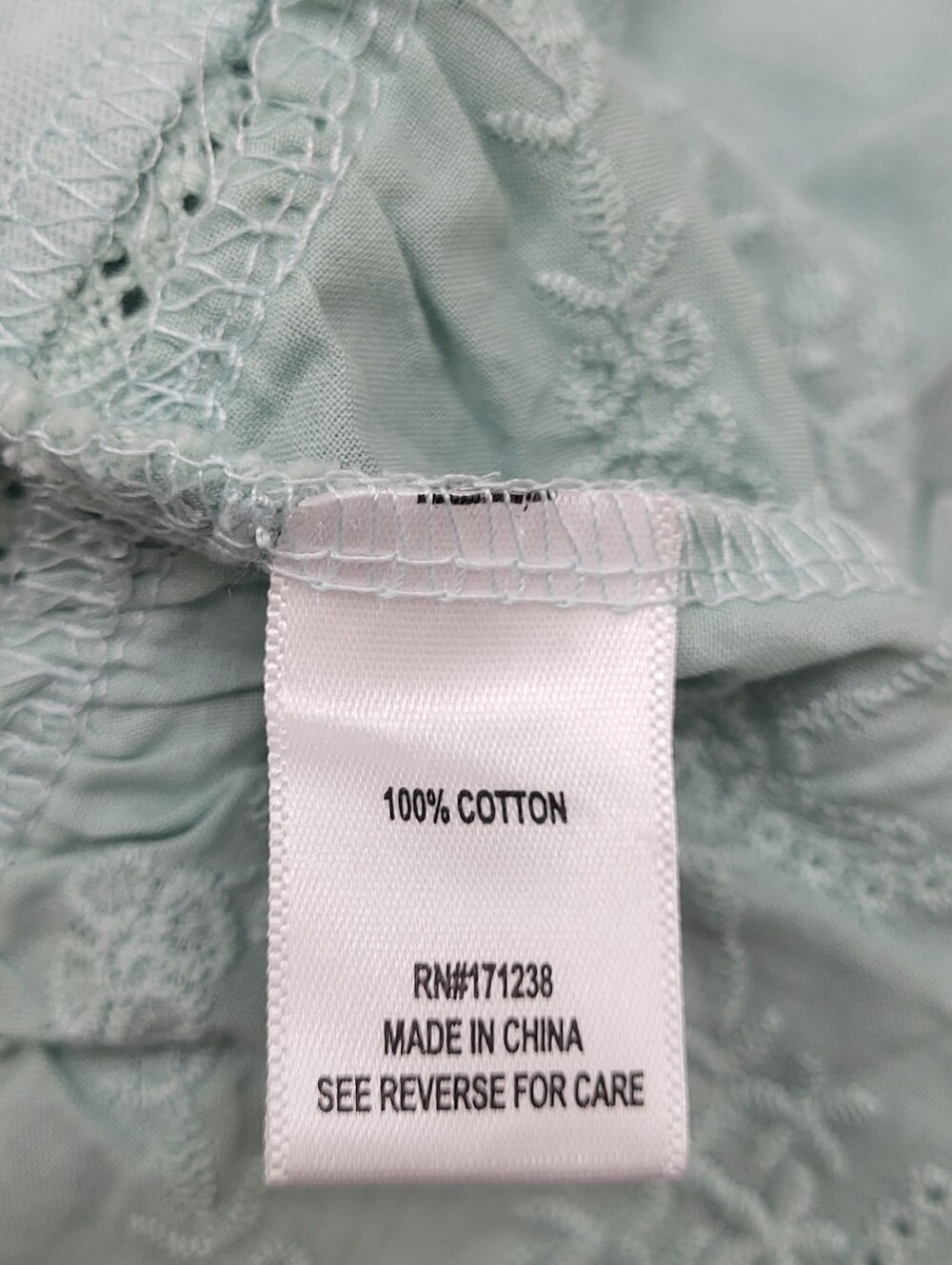 Oak & Trellis Women's Mint Green Short Sleeve Peplum Eyelet Lace Hem Top Size M - Picture 8 of 9